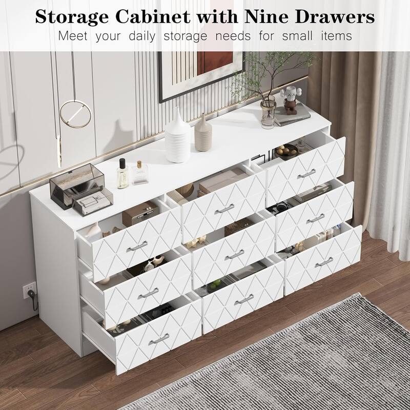 Wooden Dresser for Bedroom,Dresser for Bedroom with USB Power Outlet, Storage Organizer