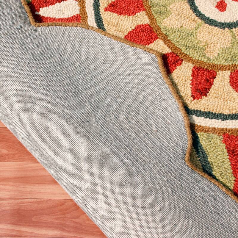 Necup Hand Tufted Geometric Floral Area Rug By HomeRoots - 4' Round