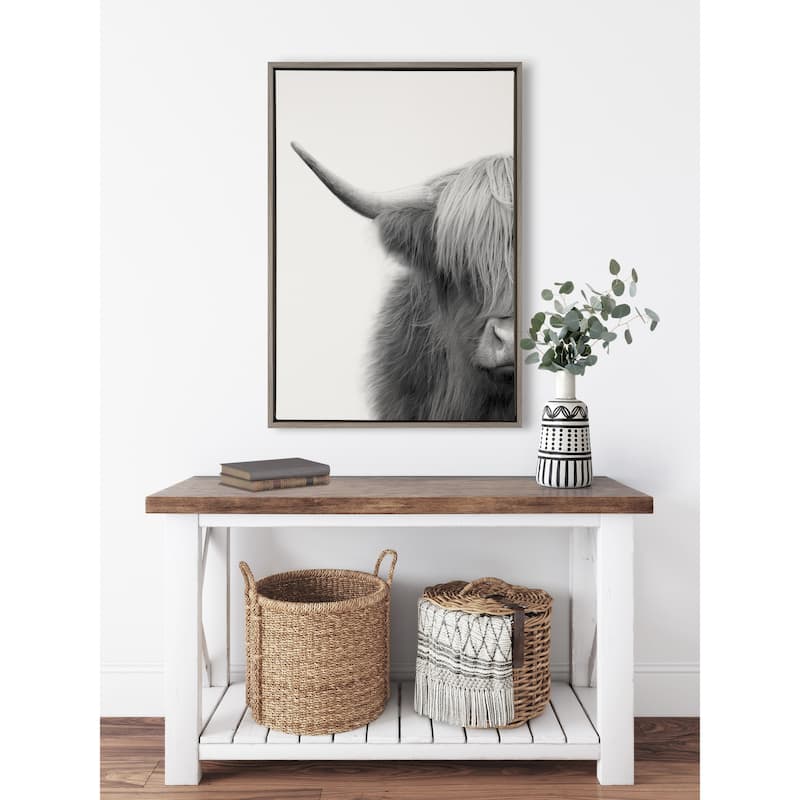 Kate and Laurel Sylvie Cow Framed Canvas by The Creative Bunch Studio