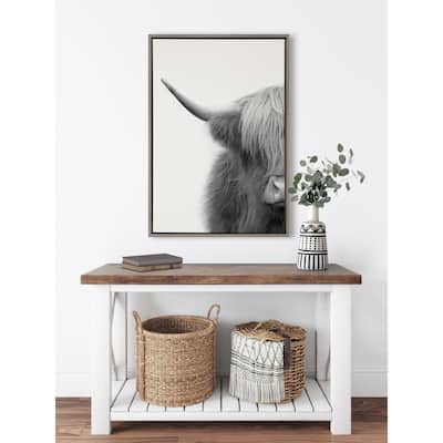 Kate and Laurel Sylvie Cow Framed Canvas by The Creative Bunch Studio