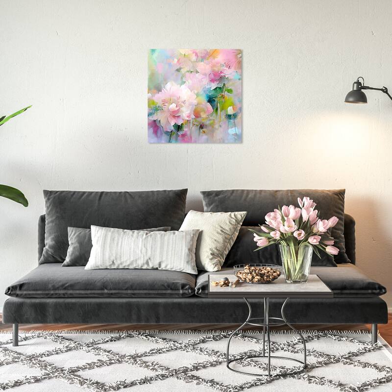 Wynwood Studio Canvas Floral and Botanical LaBloomia 2 Pink and Pastel Pink Modern & Contemporary Wall Art Canvas Print - 20.0 x 20.0