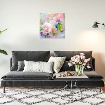 Wynwood Studio Canvas Floral and Botanical LaBloomia 2 Pink and Pastel Pink Modern & Contemporary Wall Art Canvas Print