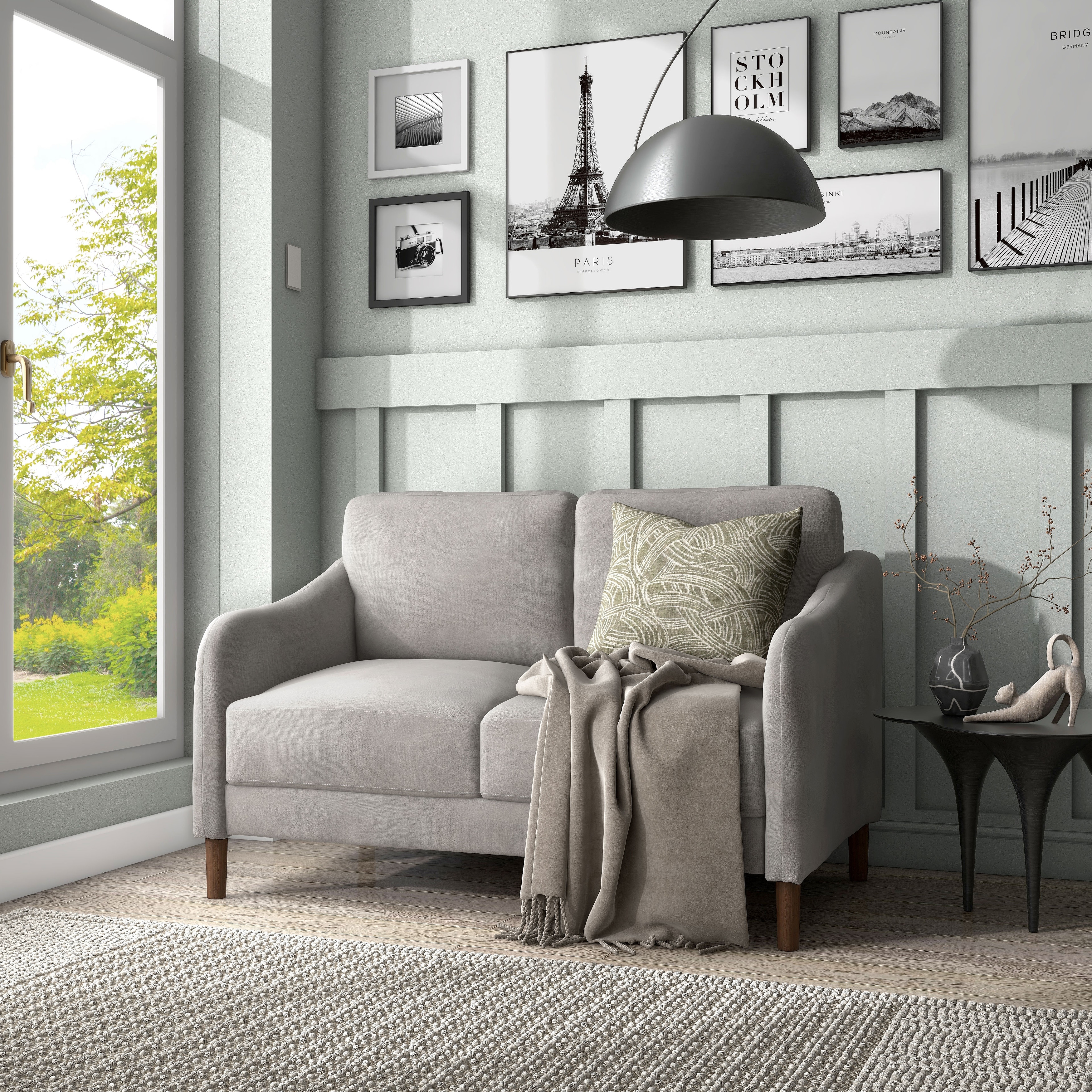 DH BASIC Modern 52 inch Velvet Upholstered Loveseat with Cushions