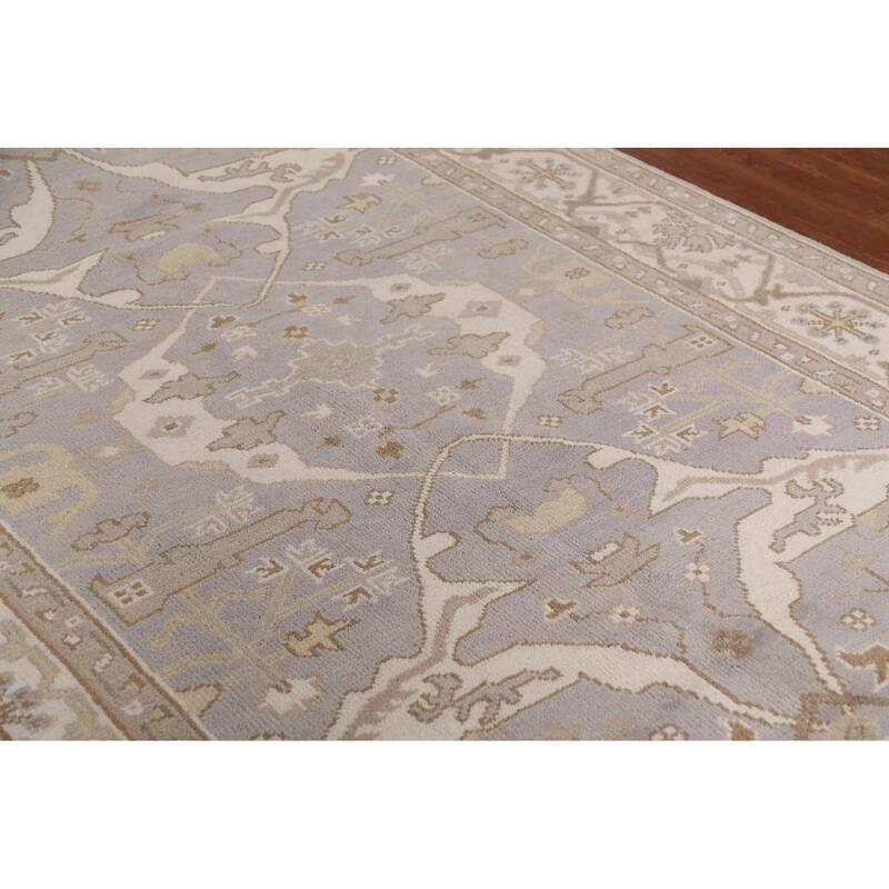 Silver Gray Oushak Indian Area Rug Handmade Wool Carpet - 6'0"x 8'10"