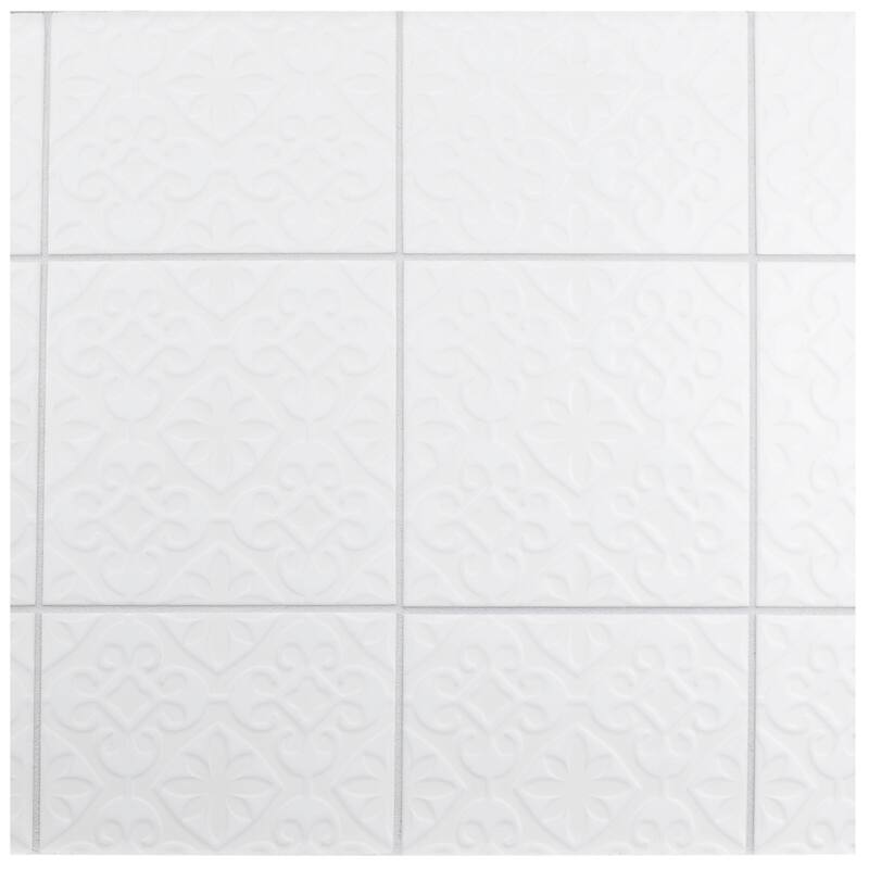 Merola Tile 7.75x7.75-inch Triple Valverde White Ceramic Wall Tile