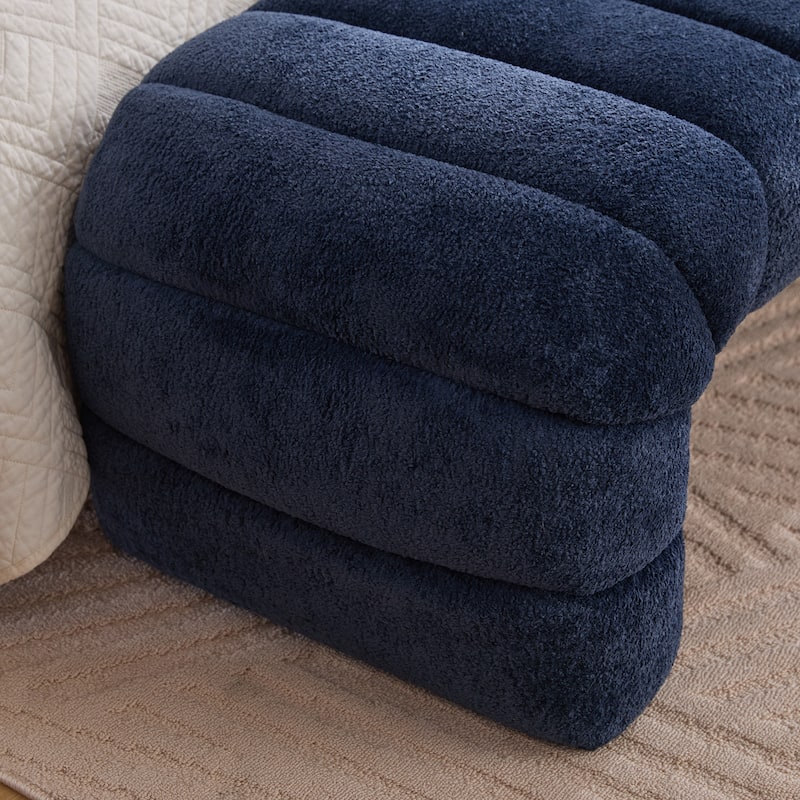 Modern Upholstered Bench Armless Bench End of Bed Bench, Ottoman Navy Foot Stool for Living Room and Bedroom