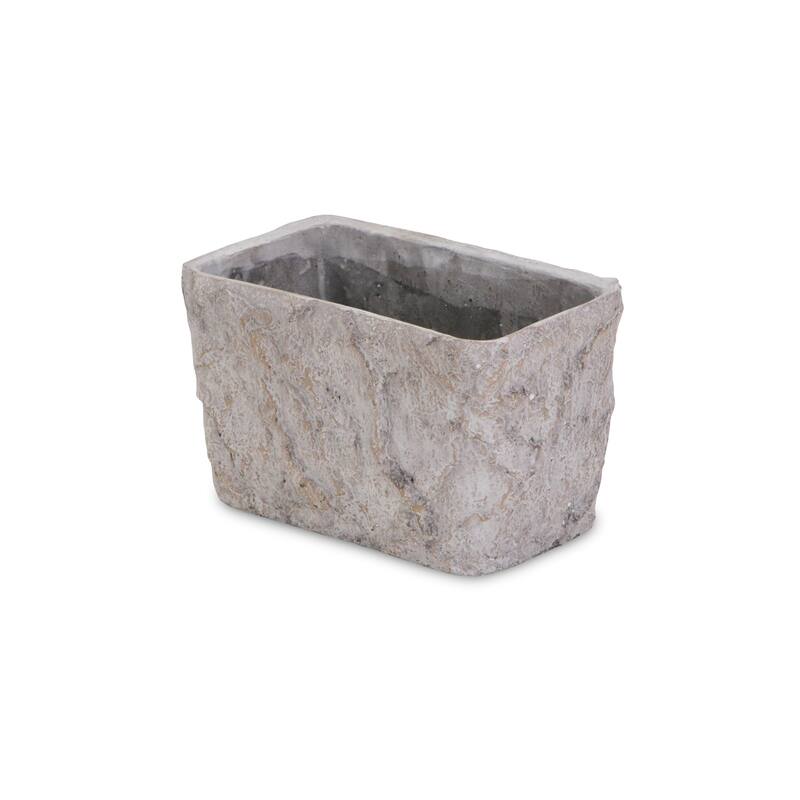 HomeRoots 9" Gray Speckle Glaze Cement Indoor Outdoor Rectangular Pot Planter