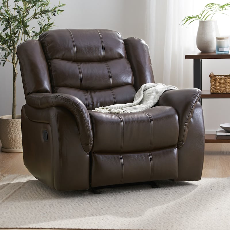 Classic Oversized Faux Leather Recliner, Spacious Upholstered Recliner Chair with Soft Cushion Home Theater Single Sofa Chair