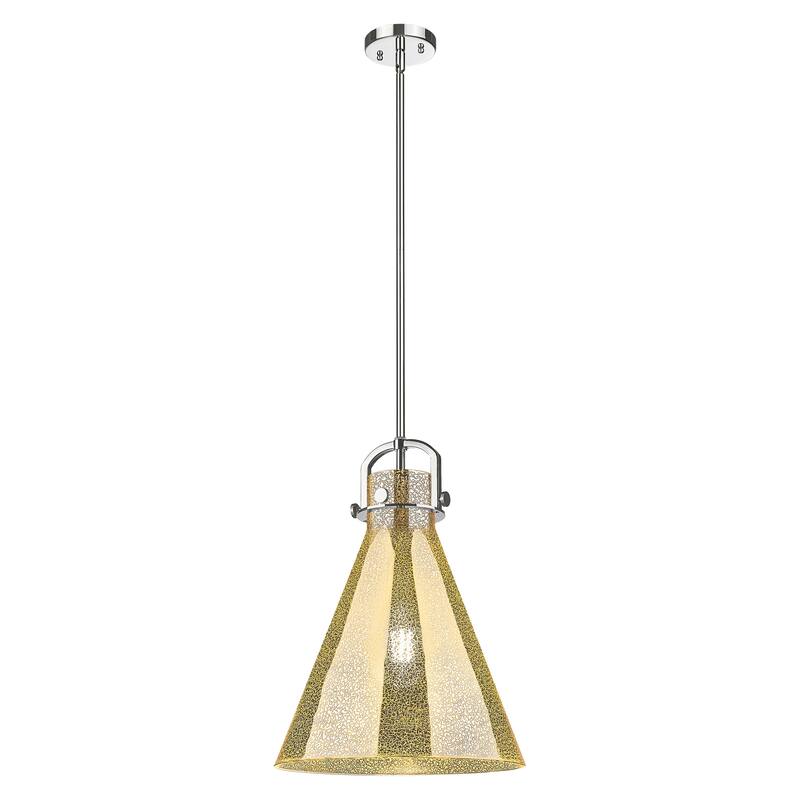 Innovations Lighting Downtown Urban - Newton Cone - 1 Light 14" Stem Hung Arched-Frame Pendant - Polished Nickel/Mercury Shade