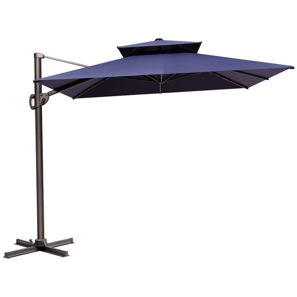 9 x 11.5 FT Patio Outdoor Patio Dual Top Cantilever Umbrella with No Base
