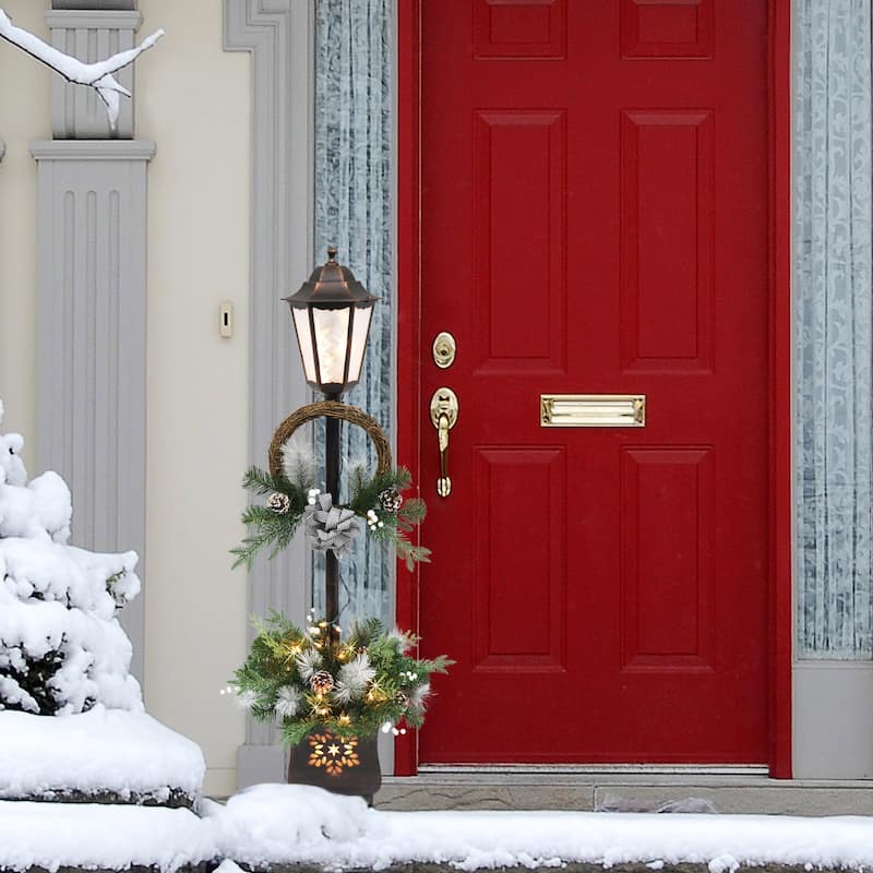 Puleo International 4 ft. Pre Lit Christmas Lamp Post