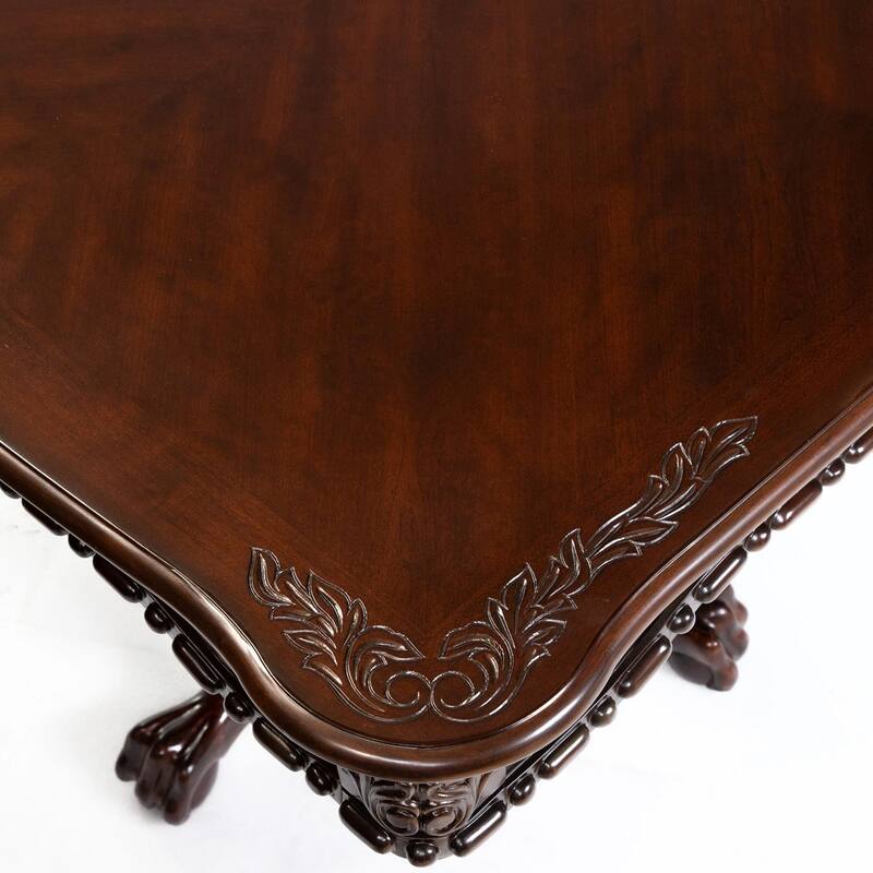 Mina Dining Table, 71-89 Inch Extendable Rectangular Top, Cherry Brown