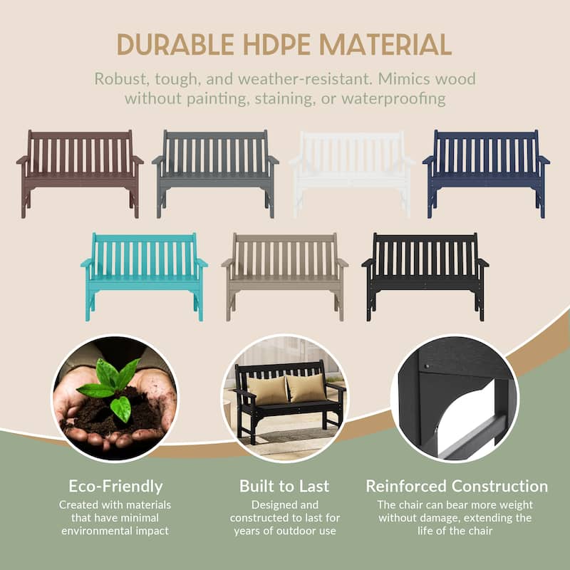 Polytrends Laguna 51" Outdoor Patio 2-Person Garden Bench