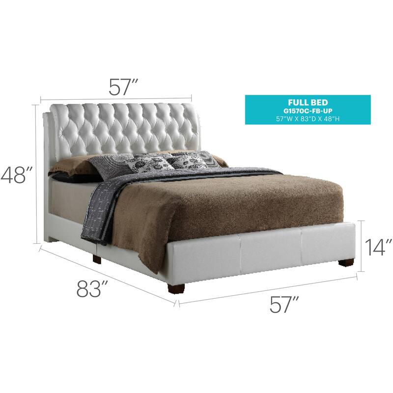 White Full Bed with Contemporary Design, Crisp Finish and Sturdy Frame for Guest Rooms, Kids' Bedrooms or Modern Homes