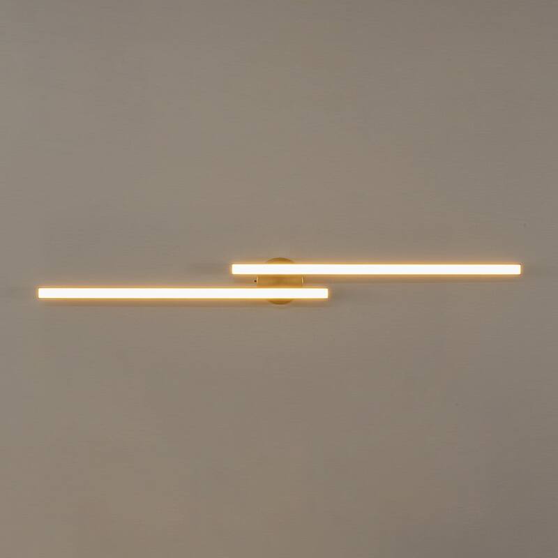 Contemporary 2-Light Black Linear Dimmable LED Vanity Wall Lamp