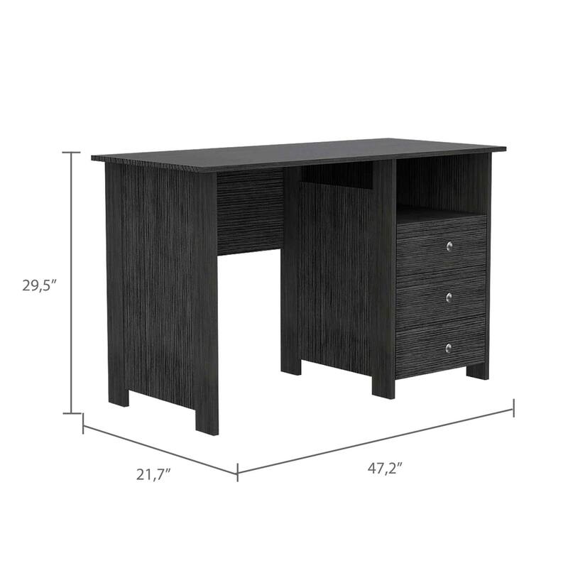 Nory Black Three Drawers Computer Desk