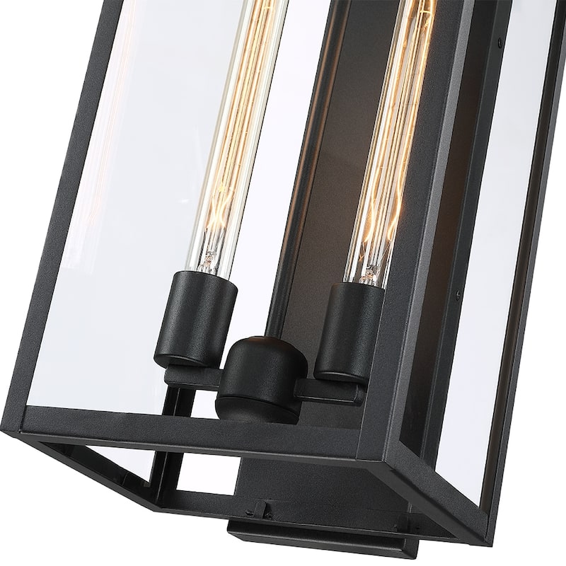 Forti 2-Light Modern Black Outdoor Wall Sconce Lantern Light - 20.5in H