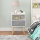 preview thumbnail 2 of 29, Wood Side Table with Collapsible Fabric Drawer and 2-Tier Storage for Kids and Adults White - 1-drawer