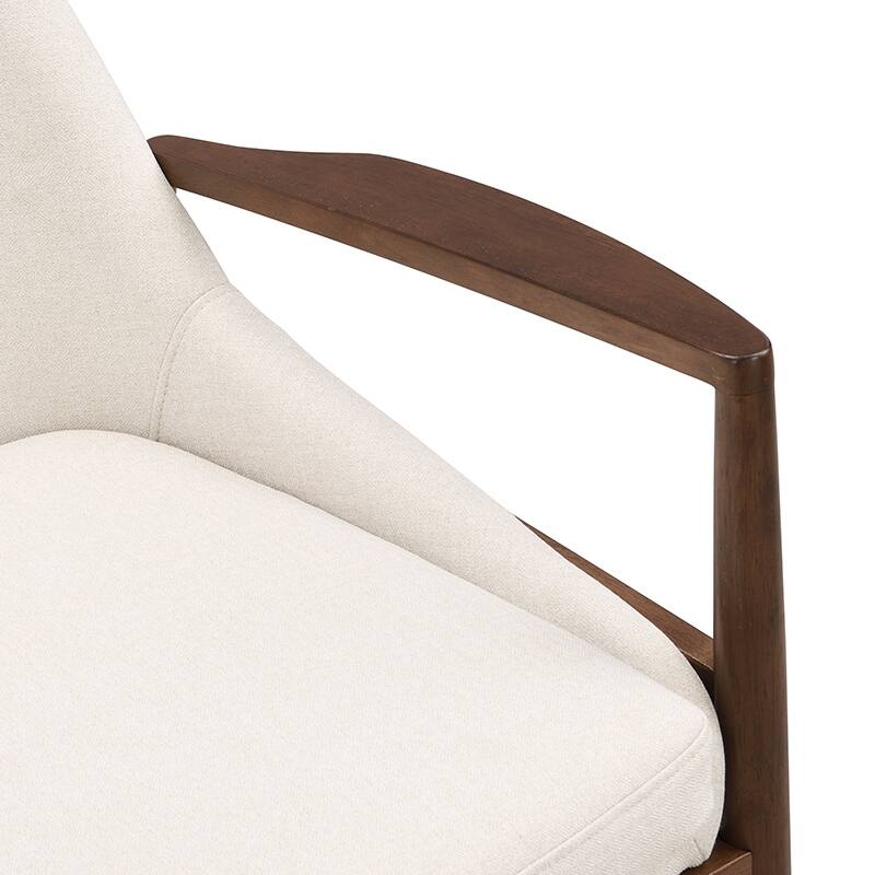 Roomfitters Mid-Century Accent Chair with Solid Wood Frame and High Backrest, Reading Armchair for Living Room
