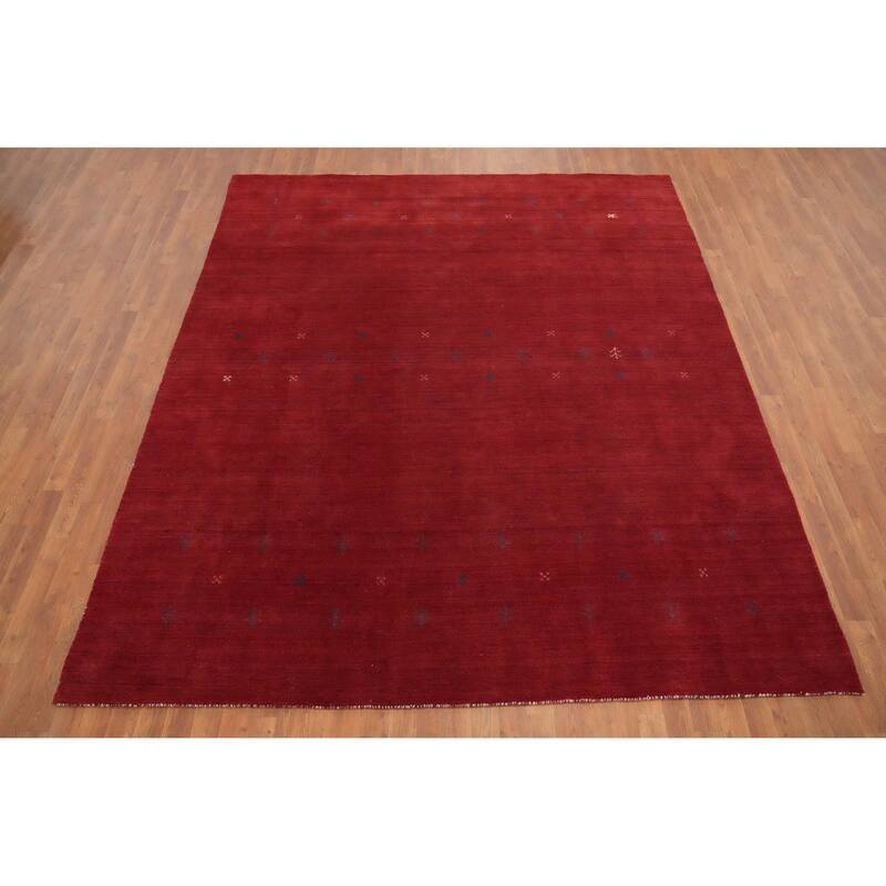 Hand Knotted Oriental 100% Wool Carpet Tribal Tribal Red Gabbeh Area Rug - 9' 7'' X 8' 2''