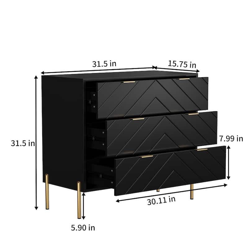Clihome 3-Drawer Storage Chest Dresser for Bedroom