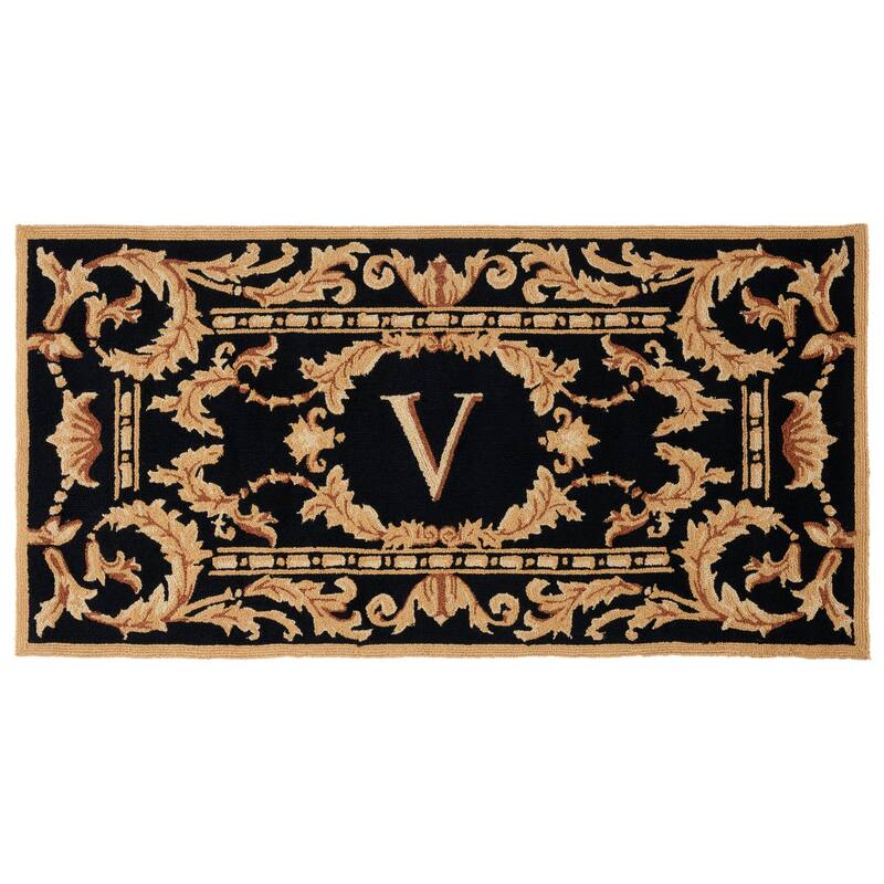 SAFAVIEH Handmade Monogram Berendine Casual Rug - 3' x 6' Runner - V - Black - Runner