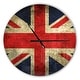 preview thumbnail 9 of 8, Designart 'Vintage UK Flag' Oversized Global Wall CLock 16 in. wide x 16 in. high