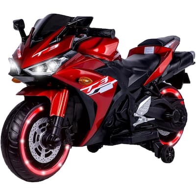 12V Kids Ride On Motorcycle,550W Electric Ride On Motorcycle with Training Wheels, Light Wheels, Manual Throttle,LED Lights