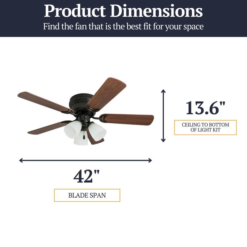 42" Prominence Home Whitley Bronze Indoor LED Ceiling Fan with Light, Pull Chain