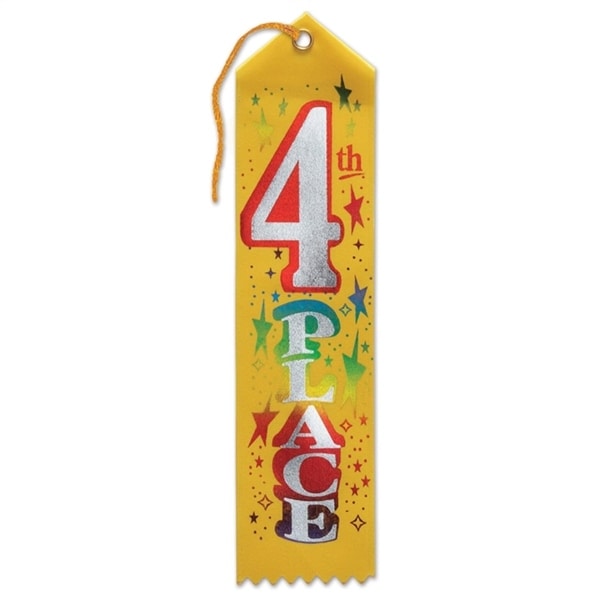 Club Pack of 6 Yellow 4th Place School and Sporting Event Award Ribbon 8" - N/A