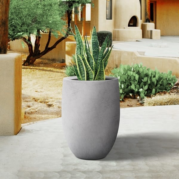 Plantara 22"H Natural Tall Concrete planter, Modern Decorative Pot with  Drainage Hole & plug, Round Plant pot for Outdoor - On Sale - Bed Bath &  Beyond - 37121651