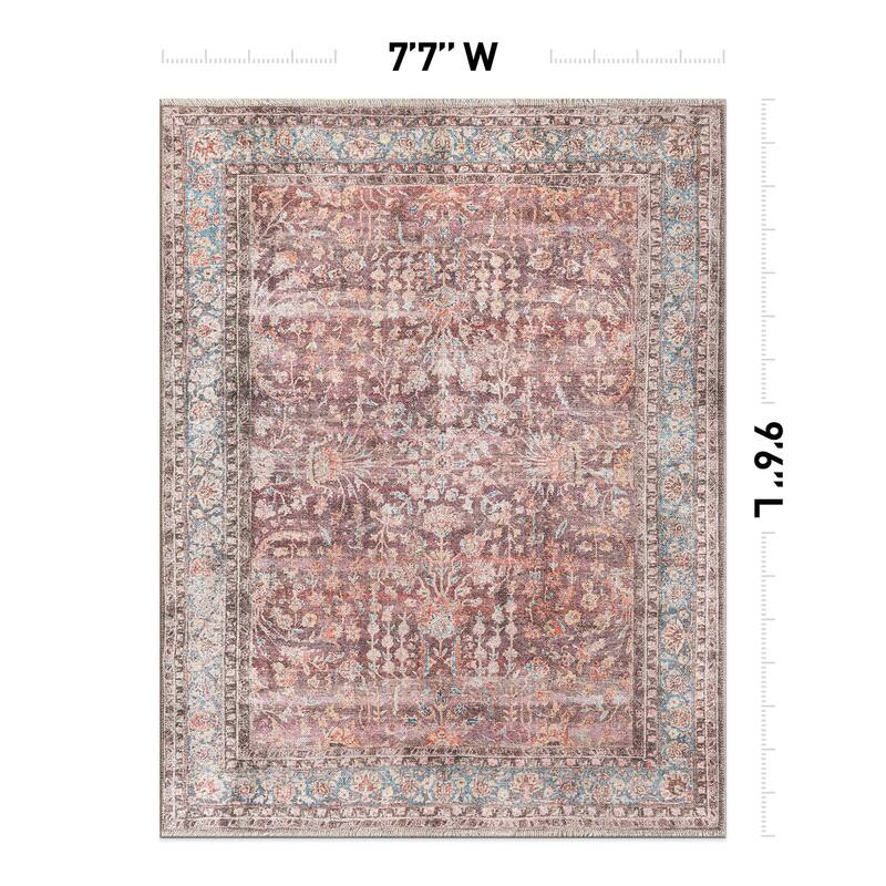 World Rug Gallery Vintage Distressed Bordered Washable Area Rug