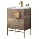 preview thumbnail 34 of 54, 24-inch Modern Bathroom Vanity Set w/ Vitreous China Sink Top Satin Brass - Shadow Gray