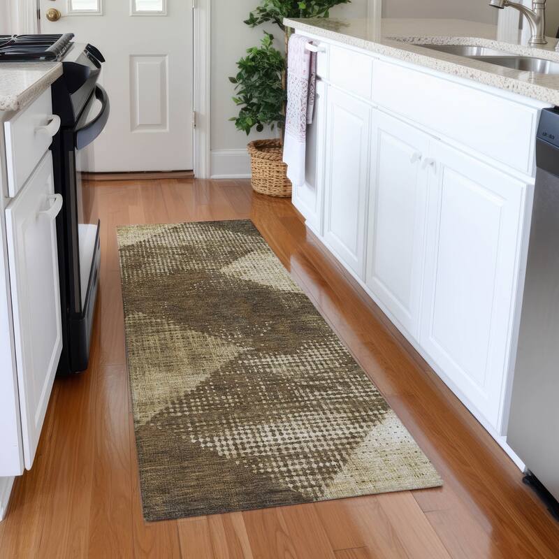 Premium Washable Super Soft Vintage Geo Mayfield Rug - Brown - 2'3" x 7'6"