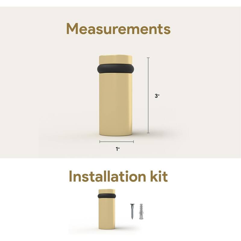Mega Handles Round Floor Mounted Door Stopper – Solid Brass Decorative Door Wall Protector with Mounting Kit Included