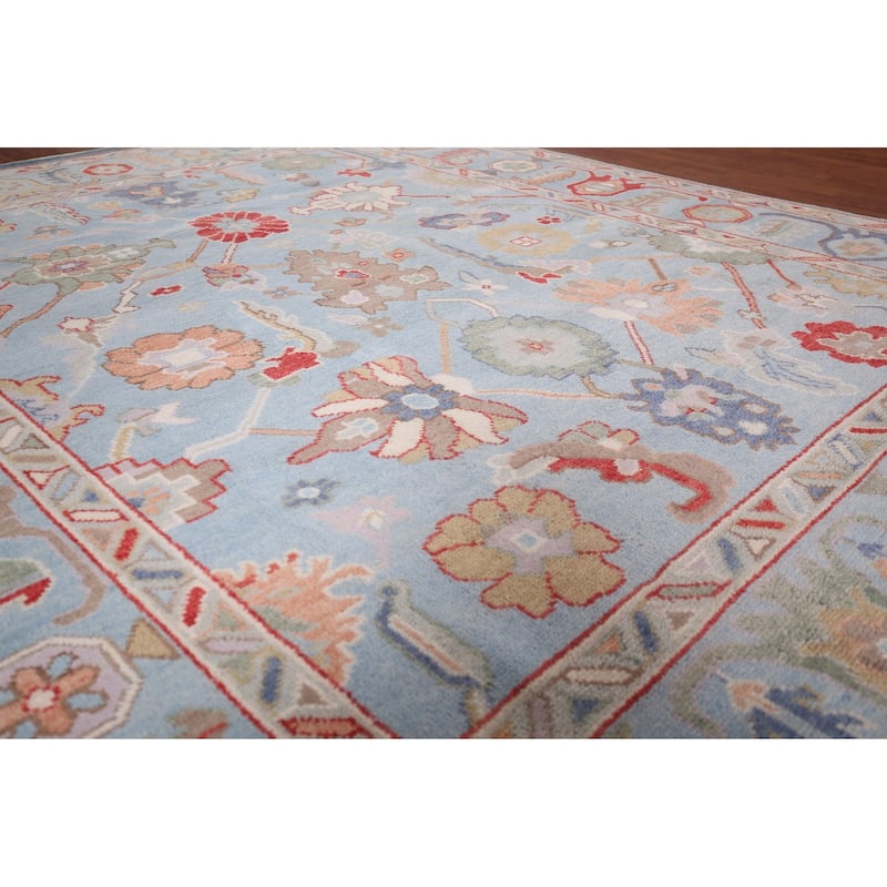 Blue Light Oushak Oriental Area Rug Handmade Wool Carpet - 8'0"x 10'0"