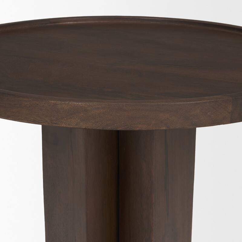 Cayson Dark Brown Sculptural Round Accent Table