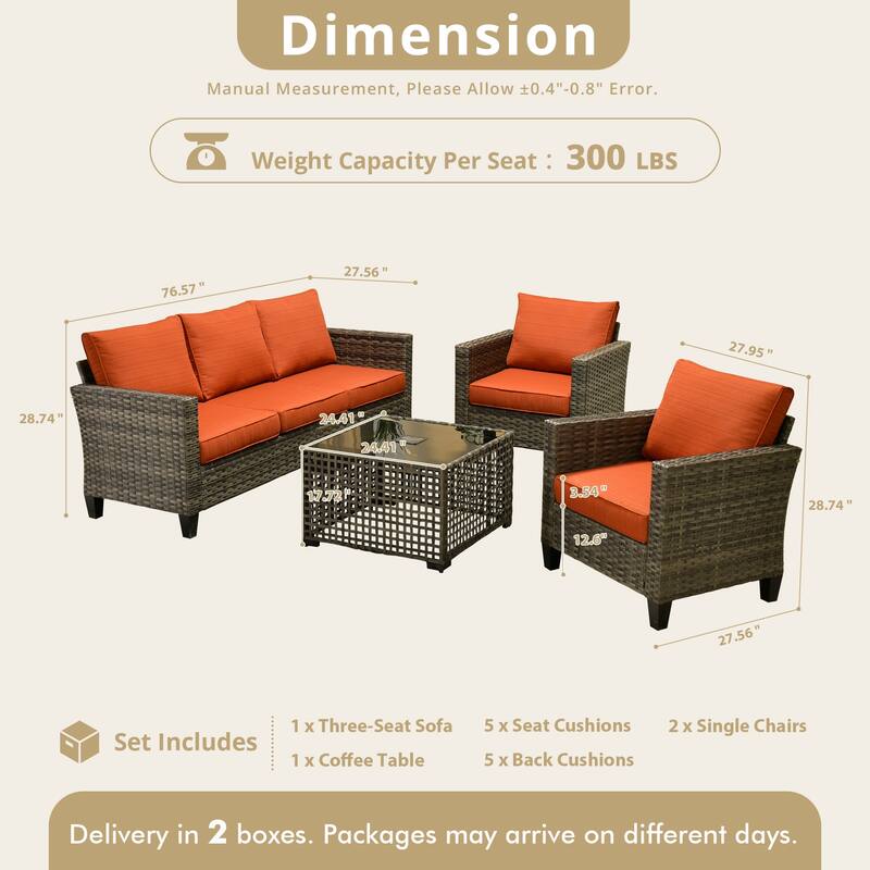 XIZZI Outdoor Wicker Patio Furniture Conversation Set