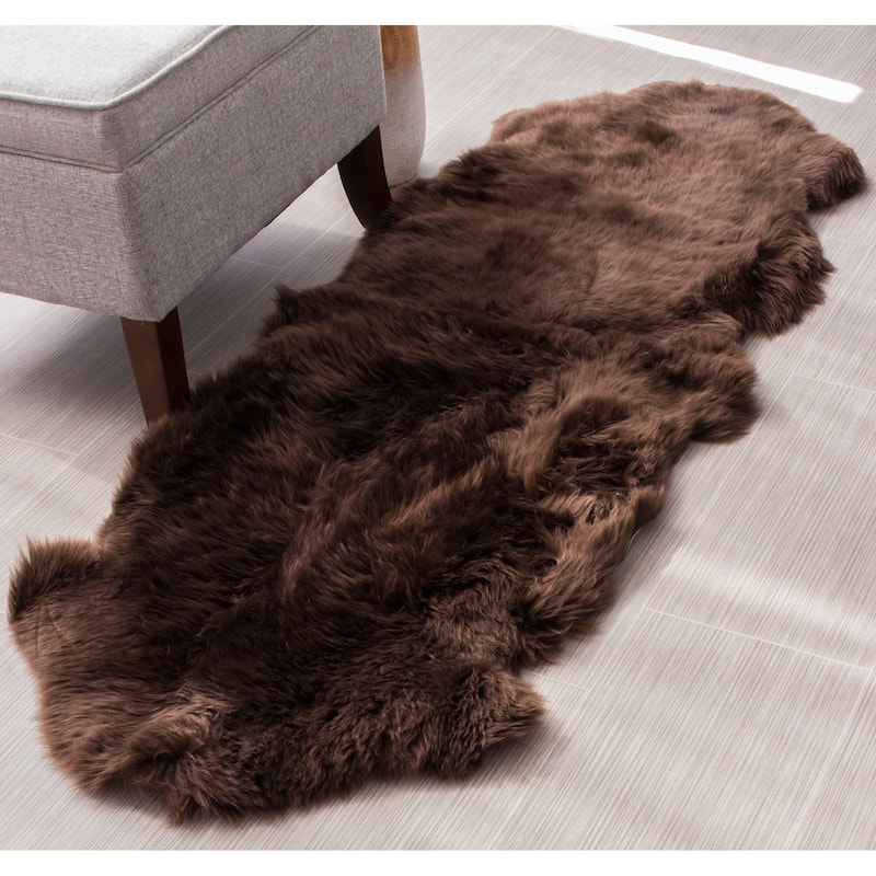 Silver Orchid Nansen Genuine Soft Australian Sheepskin Rug - 2' x 6' Runner - brown
