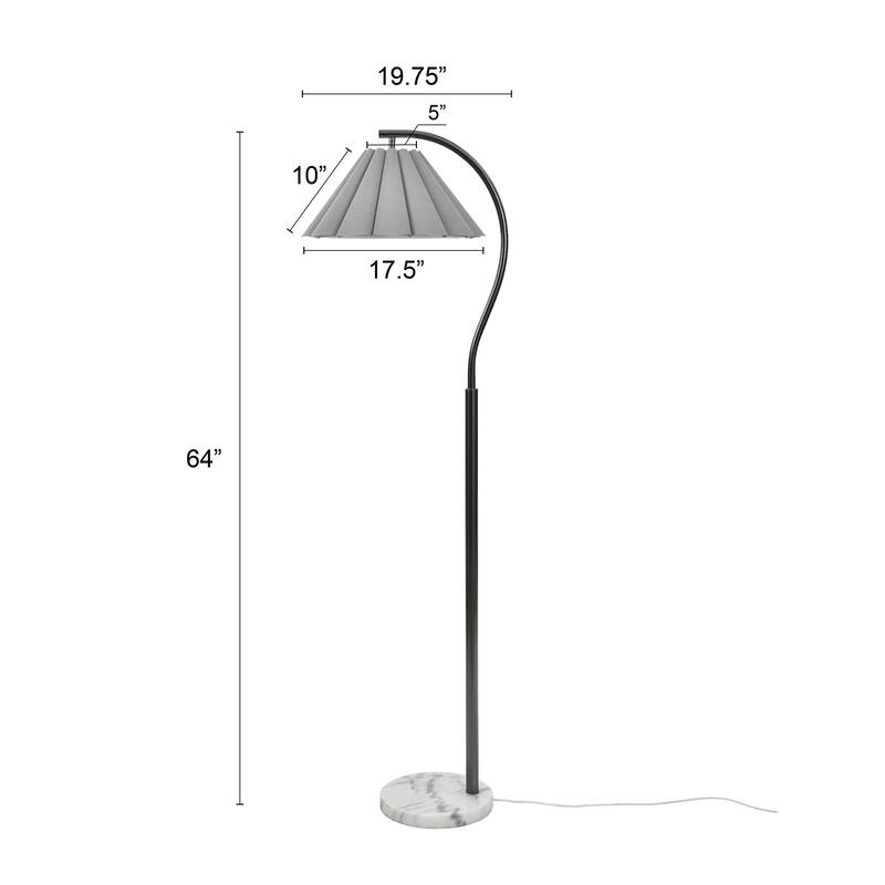 Tamara Day for Stylecraft Vivienne Floor Lamp - White Marble & Black Nickel
