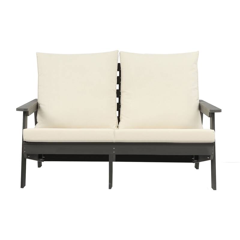 Wood Grain Outdoor Loveseat with Cushions