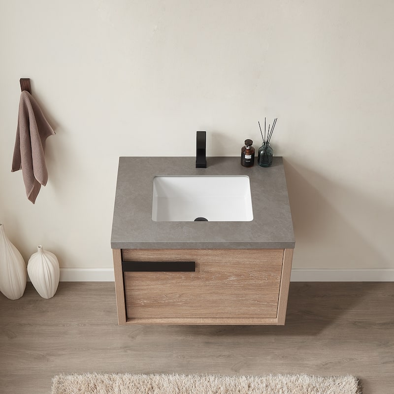 Carcastillo 30" Single Wall-Mount Vanity with Stone Top