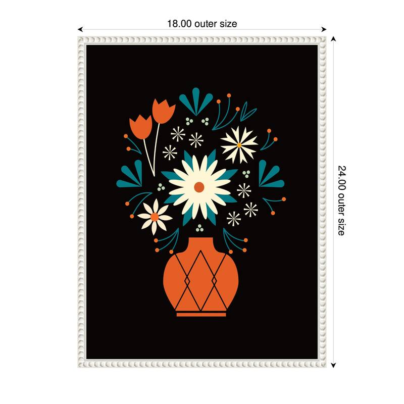 Kate and Laurel Sylvie Floral Red Vase Framed Canvas by Amber Leaders