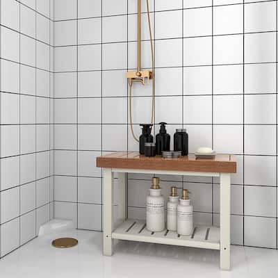 24'' x 12'' HDPE Waterproof Shower Bench Spa Bath Shower Stool