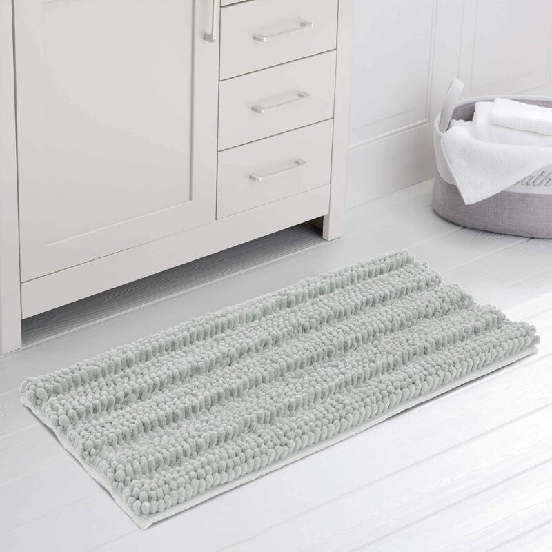 Subrtex Super Soft Absorbent Braided Bathroom Mats Chenille Bath Rugs