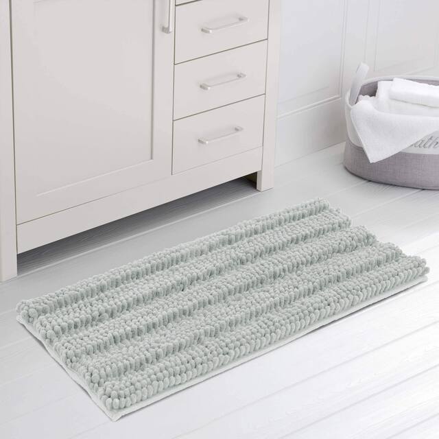 Subrtex Super Soft Absorbent Braided Bathroom Mats Chenille Bath Rugs