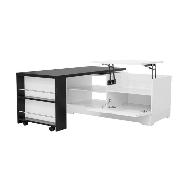 Farmhouse Lift Top Coffee Table With Barn Doors, Wood Rectangle Center Table With Large Hidden Storage Space