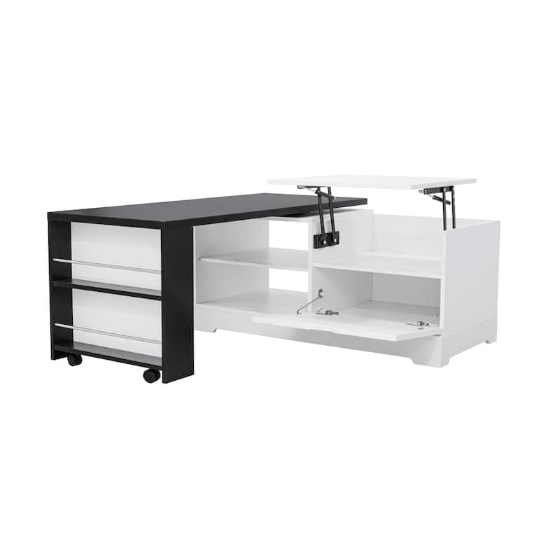 Farmhouse Lift Top Coffee Table with Barn Doors & Hidden Storage