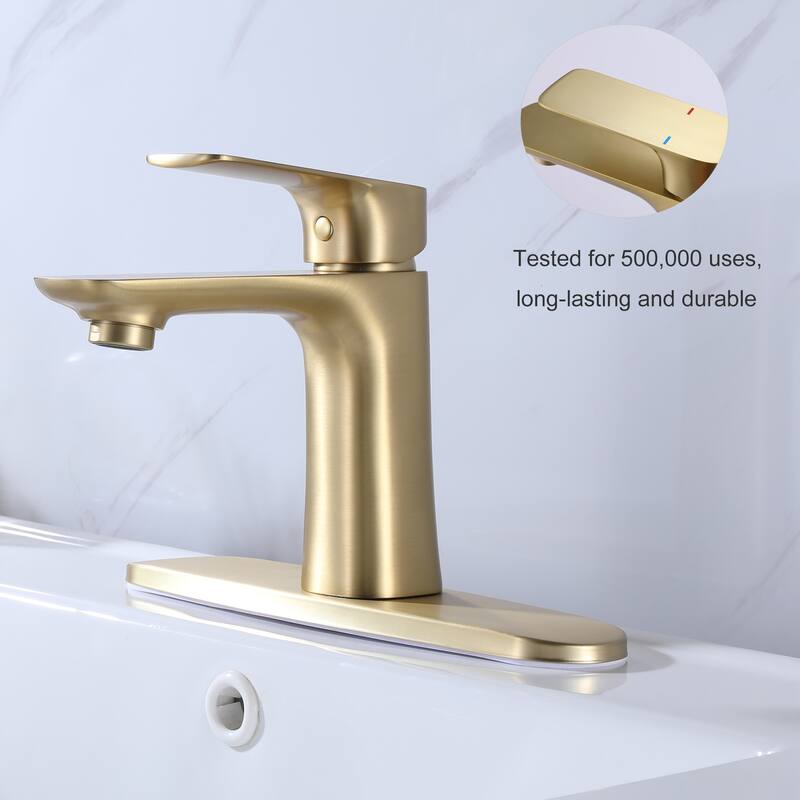Black/Gold Single Handle Bathroom Sink Faucet Single Hole with Deck Plate