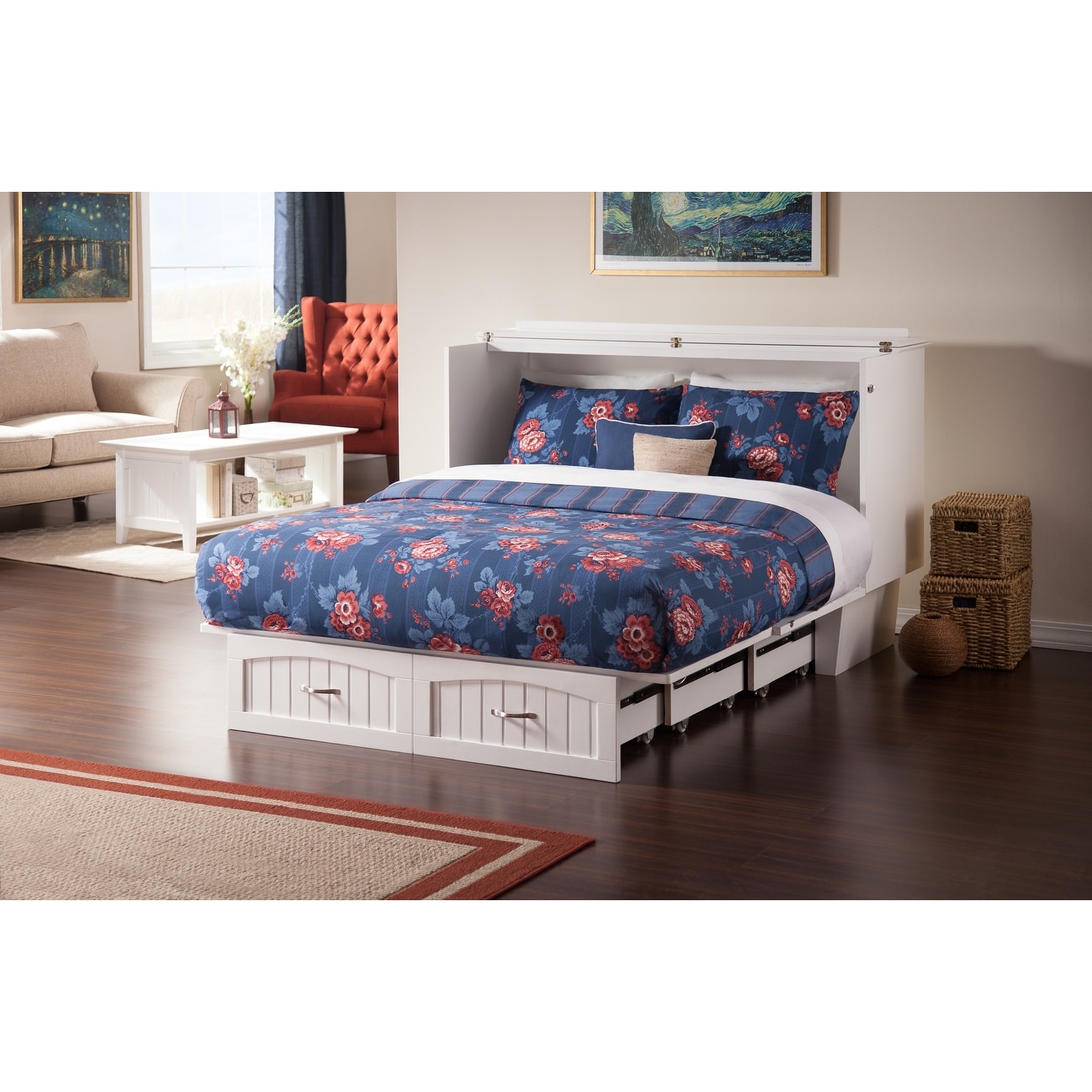 Atlantic Furniture Nantucket Murphy Bed Chest, Queen, White for sale